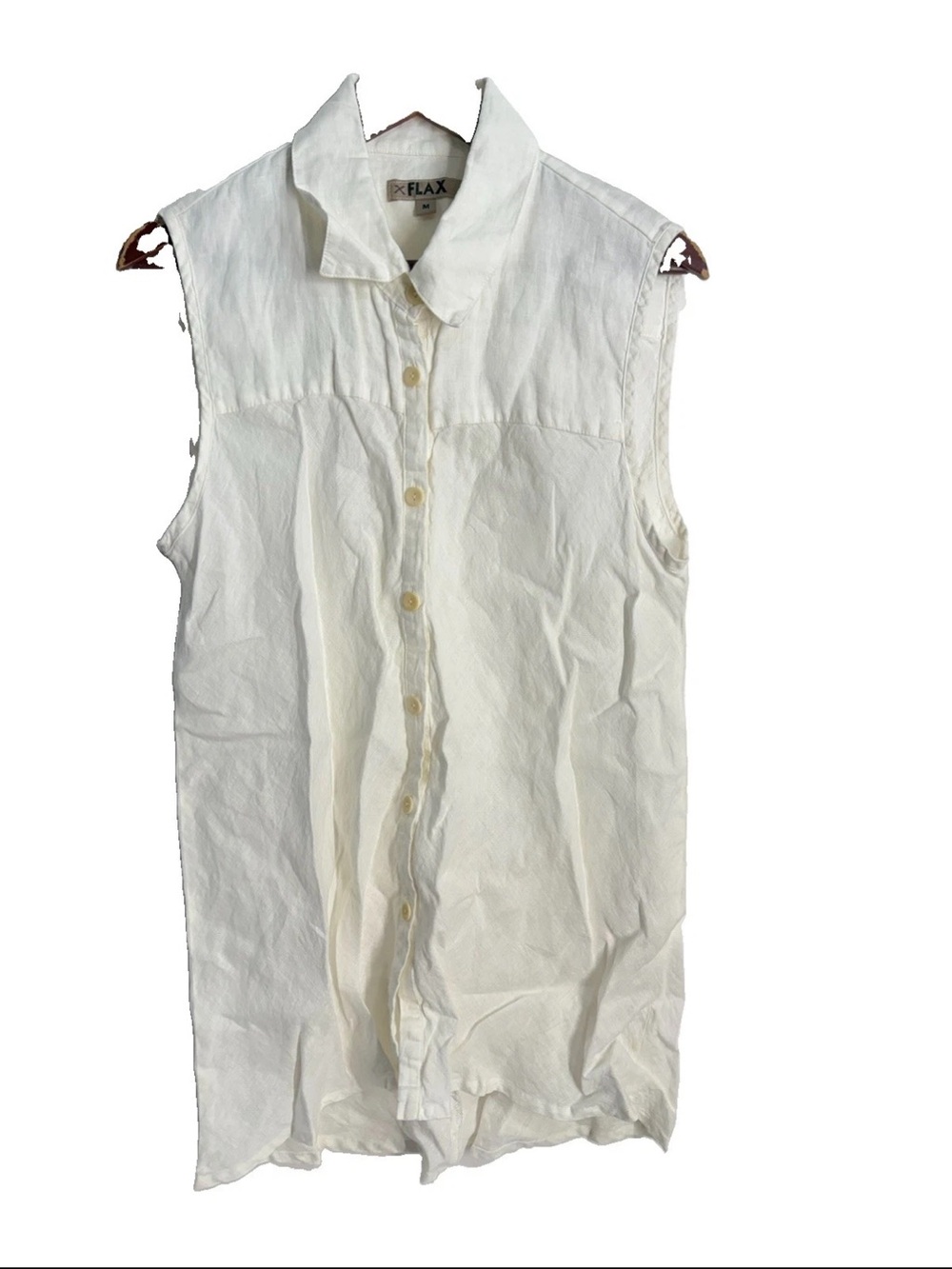 Flax Sleeveless Linen Button-Up Tunic - White